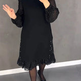 Niklas - Damen Kleid Mit Rundhalsausschnitt Und Fester Farbe