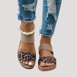 Damen Stylische Leopardenmuster Kreuzriemen Flache Sandalen für Ultimativen Komfort