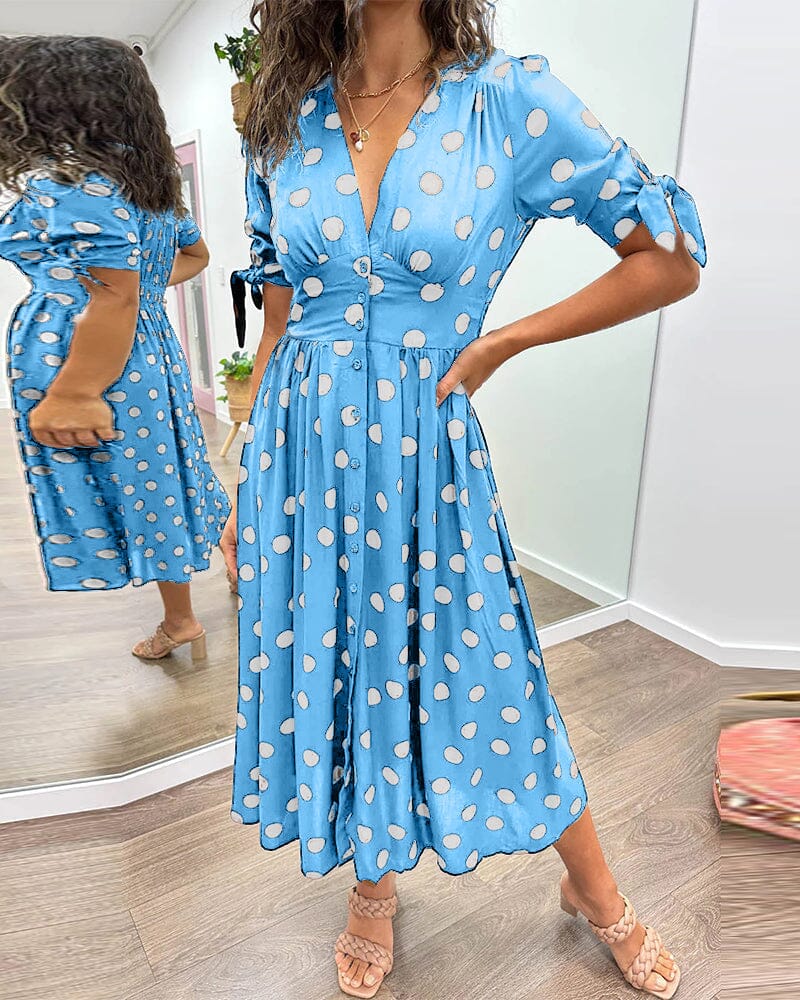 Bellamy - V-Ausschnitt Kleid mit Pünktchen