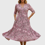 Harlow | Anmutiges V-Ausschnitt Eleganz Midi Kleid