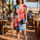Mira | Elegantes knielanges Kleid mit Marmorprint