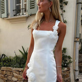 Damen Mini-Kleid mit quadratischem Ausschnitt und ärmellos
