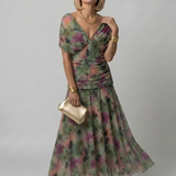 Calen | Elegantes Off-Shoulder-Midi-Kleid mit fließendem Design