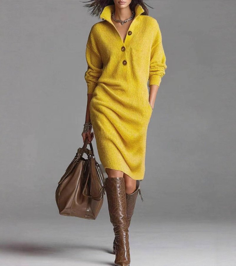Scarlett™ - Elegantes Winterkleid mit Knöpfen
