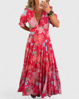 Minelda | Schickes Blumenkleid mit V-Ausschnitt