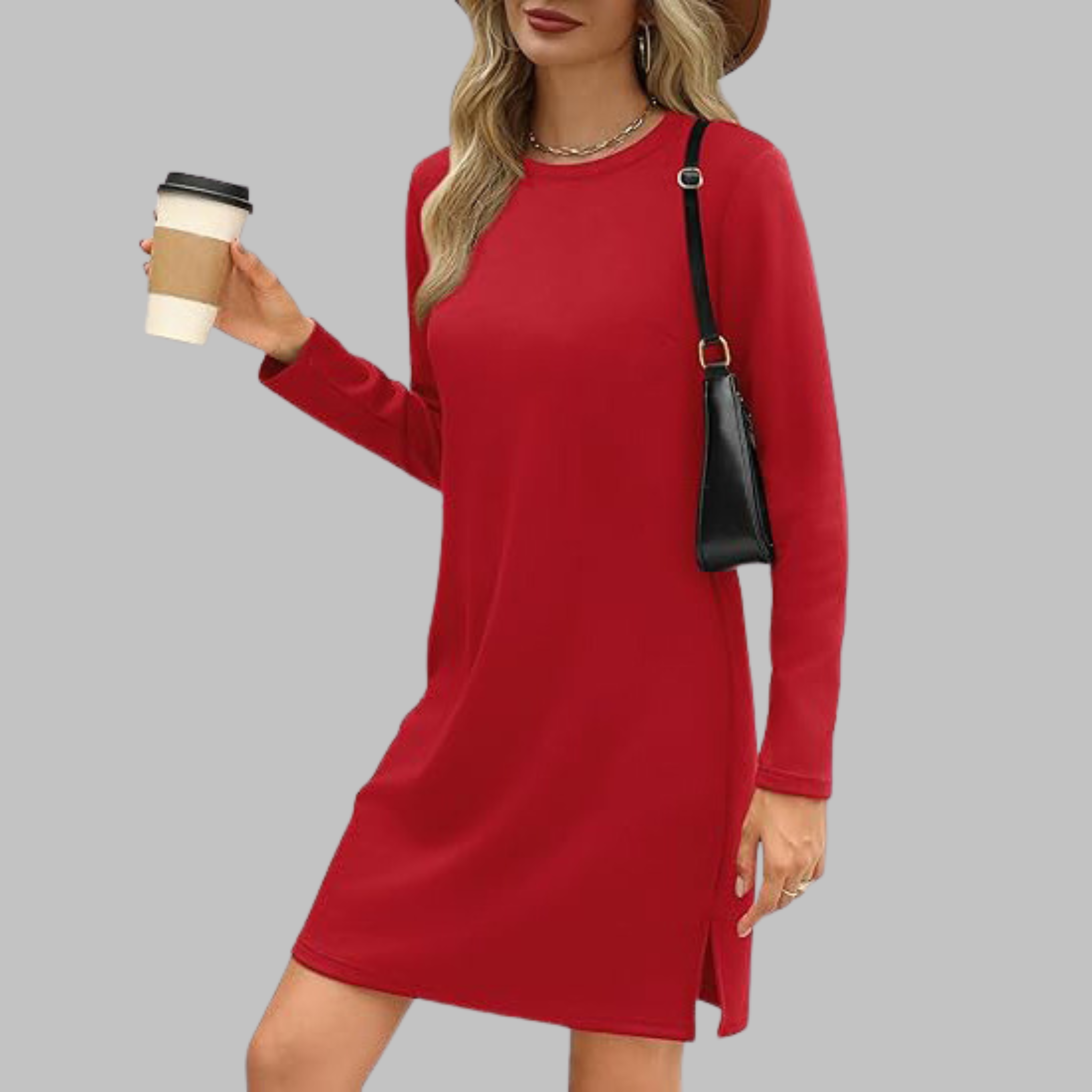 Talia™ – Lässiges Minikleid mit langen Ärmeln und Rundhalsausschnitt