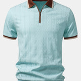 Herren Kurzarm Zip Polo & Elastischer Bund Gerade-Hosen Set