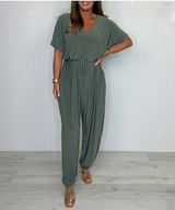 Mary | Damen Jumpsuit mit Wickelausschnitt und Bindegürtel