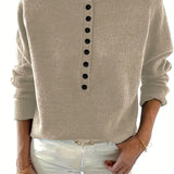 Caroline - Solider Pullover Mit Halber Knopfleiste