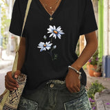 Celine™ - Floral V-Ausschnitt T-Shirt