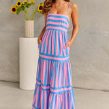 Marisol | Gestreiftes Maxikleid mit Trägern und Taschen