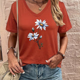 Celine™ - Floral V-Ausschnitt T-Shirt