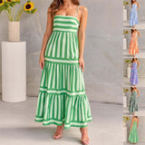 Marisol | Gestreiftes Maxikleid mit Trägern und Taschen