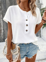 Freyja™ - Schickes Henley-Hals T-Shirt