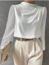 Samanta® | Bluse mit Illusionsärmeln und gerafftem Mocha-Ausschnitt