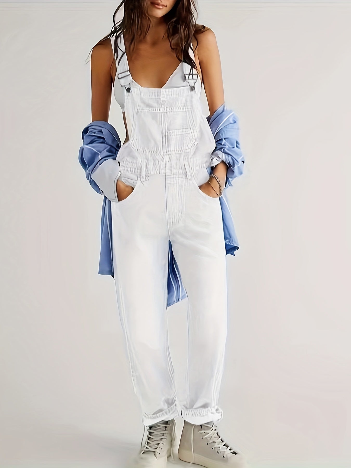 Wendy | Damen Latzhose mit Knöpfen und Taschen