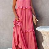 Sarah | Halter Rüsch Maxi Kleid (Fast ausverkauft)