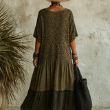 Damen V-Ausschnitt Maxikleid mit Leopardenmuster