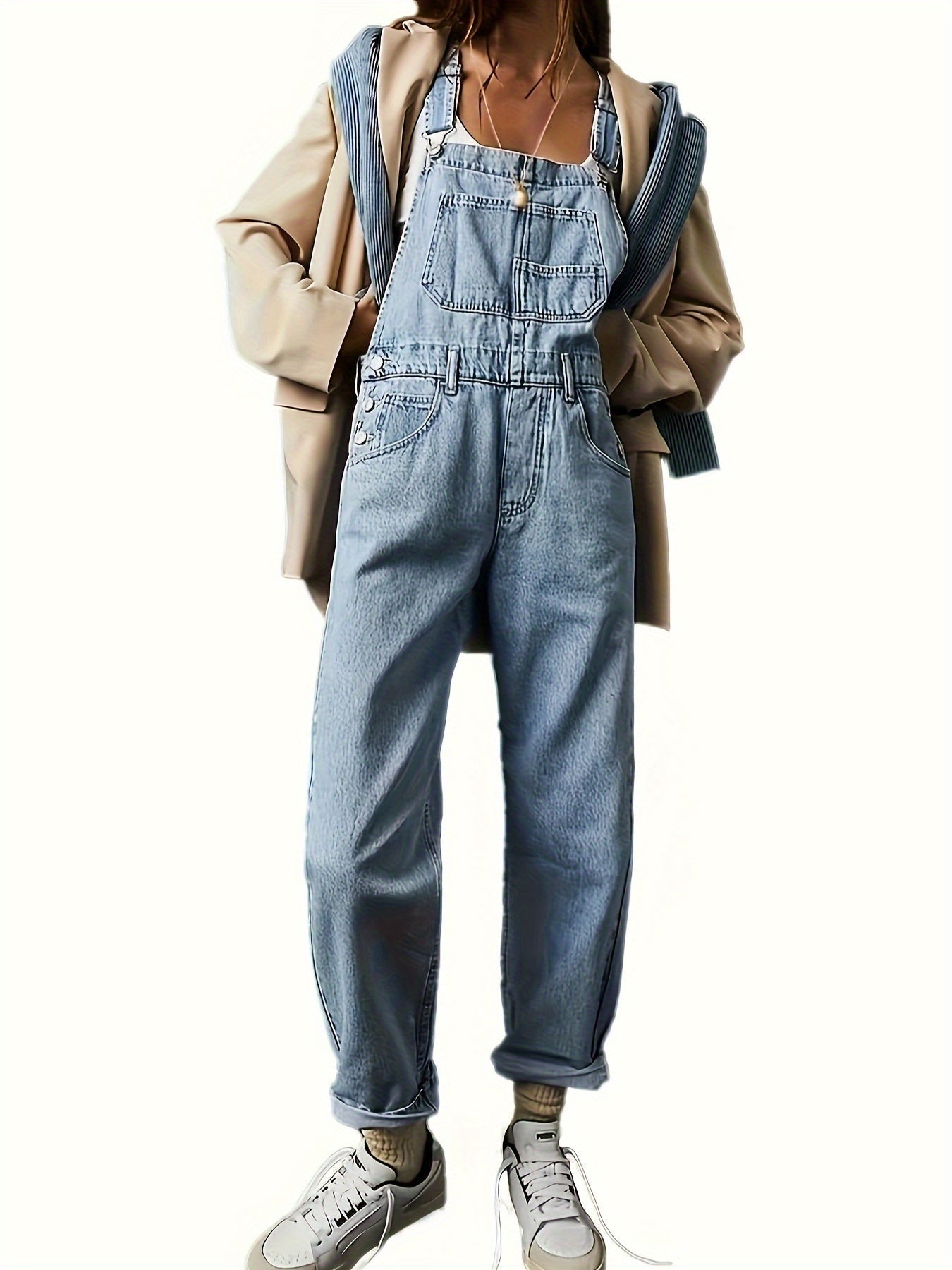 Wendy | Damen Latzhose mit Knöpfen und Taschen