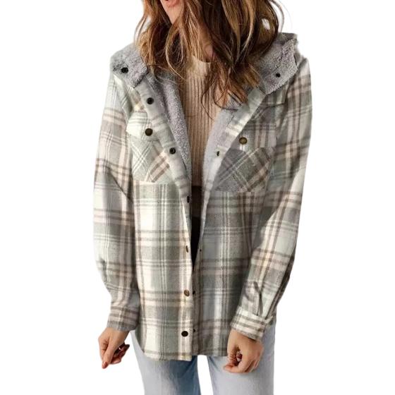 AMELIA™ - Damen Kapuzen-Plaid Flanelljacke für Herbst und Winter