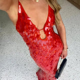 Kalea - Glitzer Pailletten Rückenfreies Trägerkleid