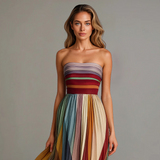 Judith™ | Damen Farbige Plissierte Trägerlose Maxikleid für den Sommer