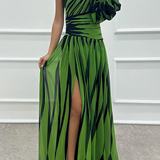 Chloe – Elegantes gestreiftes Maxikleid mit einem Schulterträger