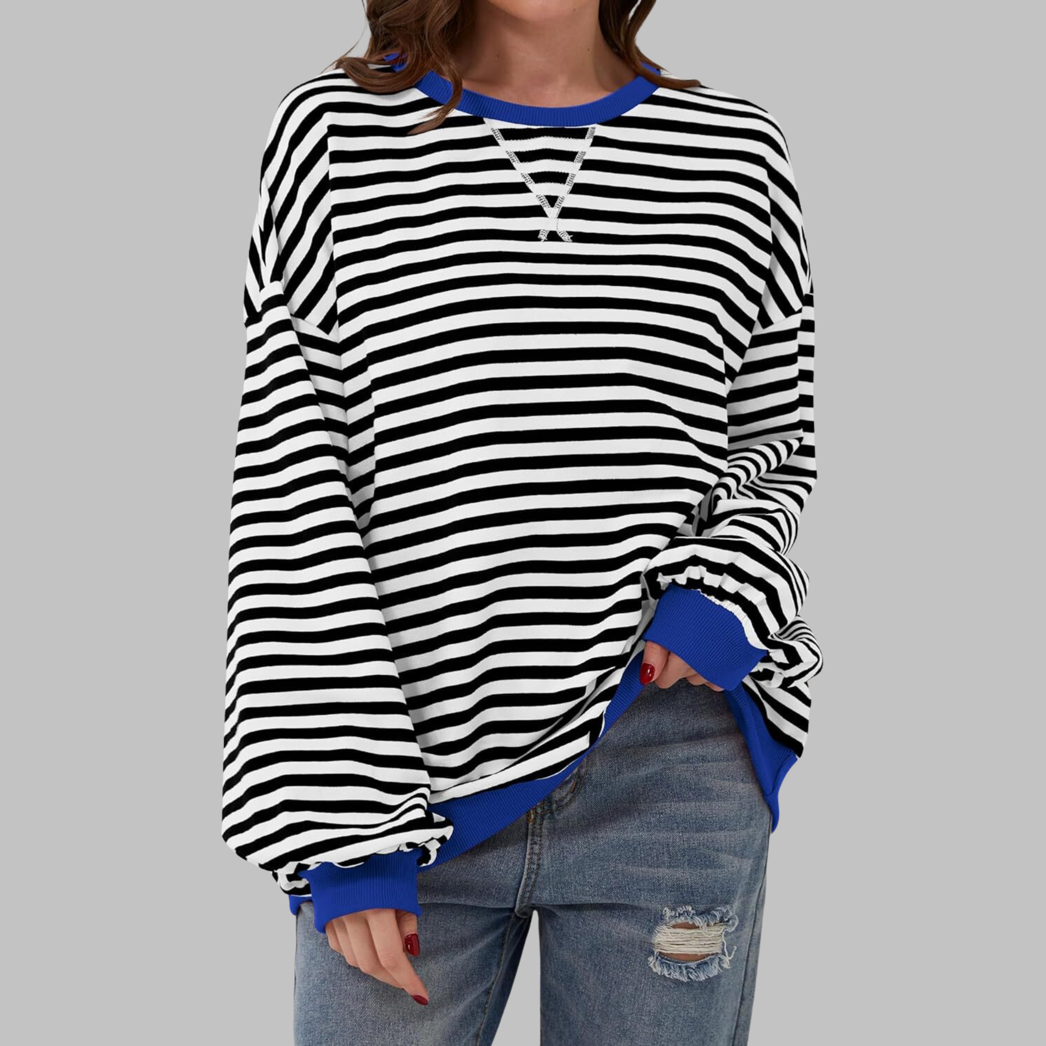 LUKA™ - Gestreiftes Langarm-Casual-Sweatshirt mit Rundhalsausschnitt