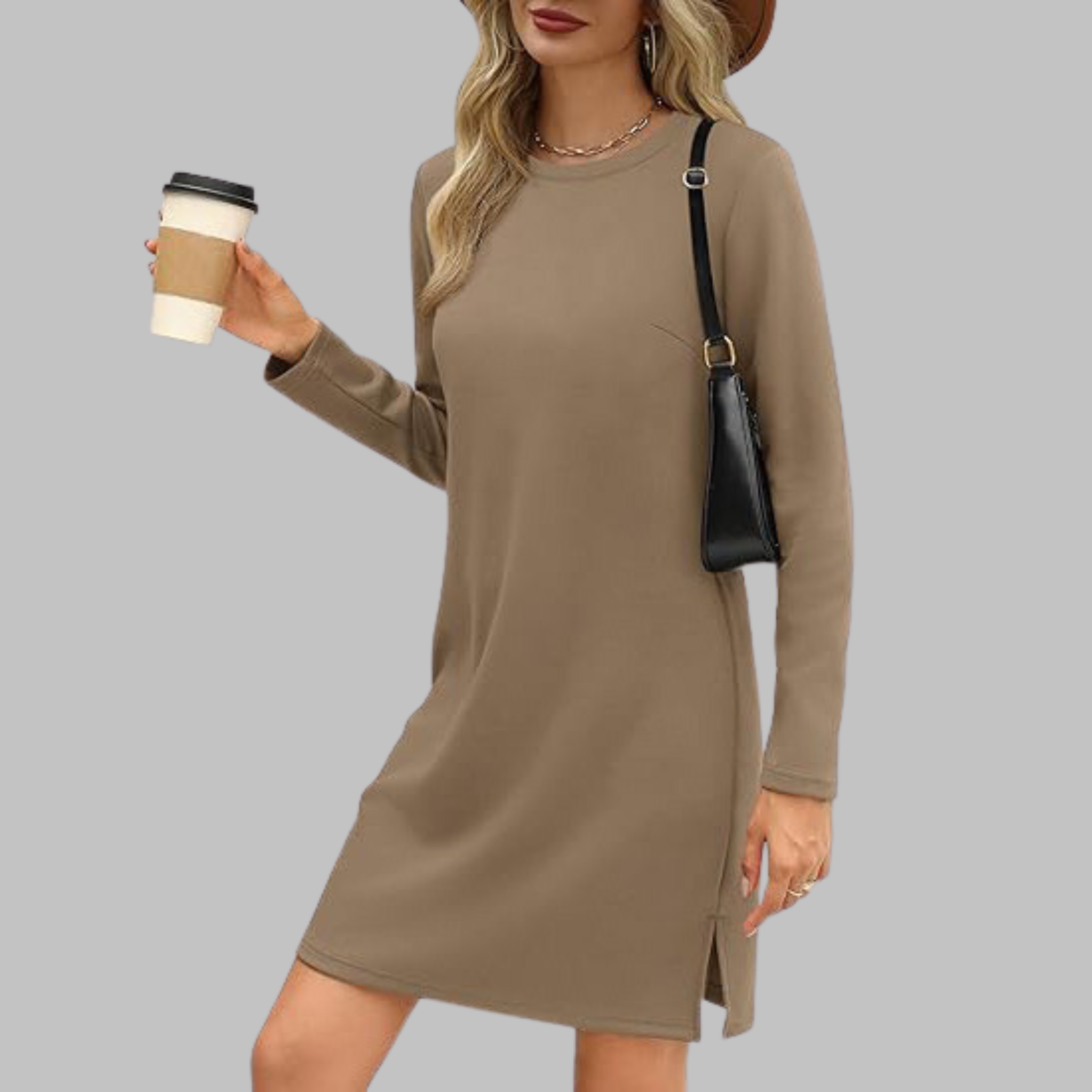 Talia™ – Lässiges Minikleid mit langen Ärmeln und Rundhalsausschnitt