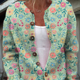 Sommerfeld Blumenmuster Druck | Knopfpullover