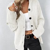 Mia | Damen Kapuzenstrickjacke mit Knöpfen