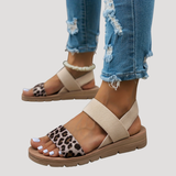 Damen Stylische Leopardenmuster Kreuzriemen Flache Sandalen für Ultimativen Komfort