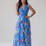 Nori | Halter Neck Rüschentop Floral Maxi Kleid