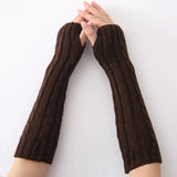 Lange fingerlose Strickhandschuhe (30 cm)