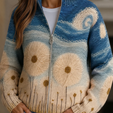 Yolanda | Damen gesteppte Strickjacke mit Reißverschluss