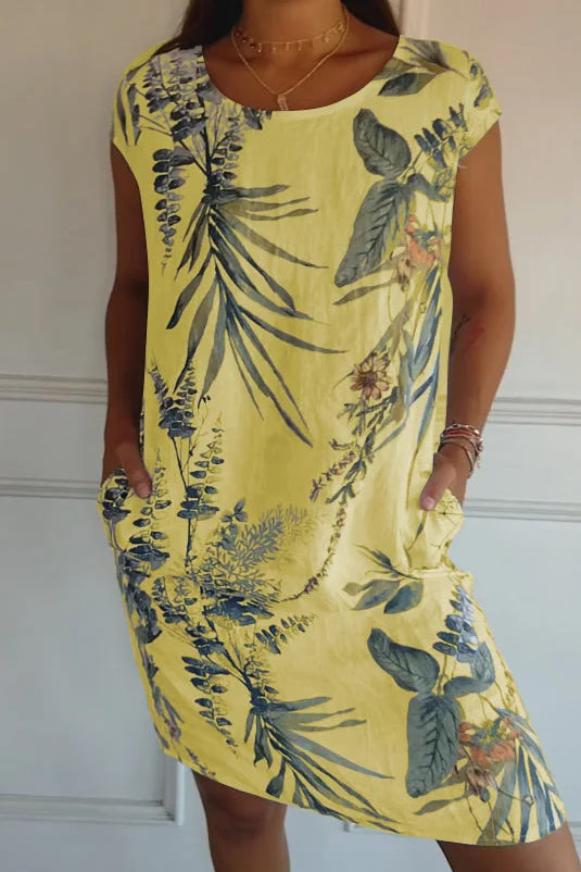 Sommerkleid für Frauen mit Taschen und lebhaftem Druck