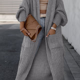 Damen Maxi Cardigan mit langen Ärmeln und Taschen