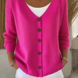 Olivia™ - Langarm V-Ausschnitt Knopf Pullover