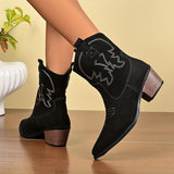 Fable | Damen Westernstiefel für breite Waden mit Stickerei