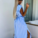 Fiona - Elegantes ärmelloses gestreiftes Kleid