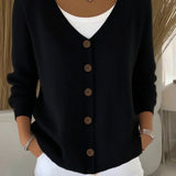 Olivia™ - Langarm V-Ausschnitt Knopf Pullover