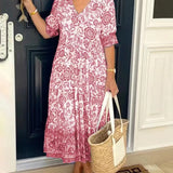 Keisha | Elegantes Floral V-Ausschnitt Kleid