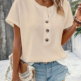 Freyja™ - Schickes Henley-Hals T-Shirt