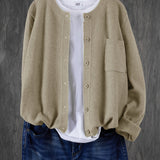 Eugenia | Damen Rundhals-Cardigan mit Knöpfen und Tasche