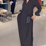 Eleanor - Lockeres Langes Kleid Mit Revers Und Seitenschlitz