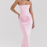 Hera - Elegantes Retro-Einfarbiges Trägerloses Partykleid
