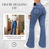 Damenjeans mit hohem Bund und dehnbaren Beinen