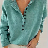 Caroline - Solider Pullover Mit Halber Knopfleiste
