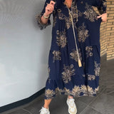 Rose™ – Vintage Lockerer V-Ausschnitt Midi-Kleid