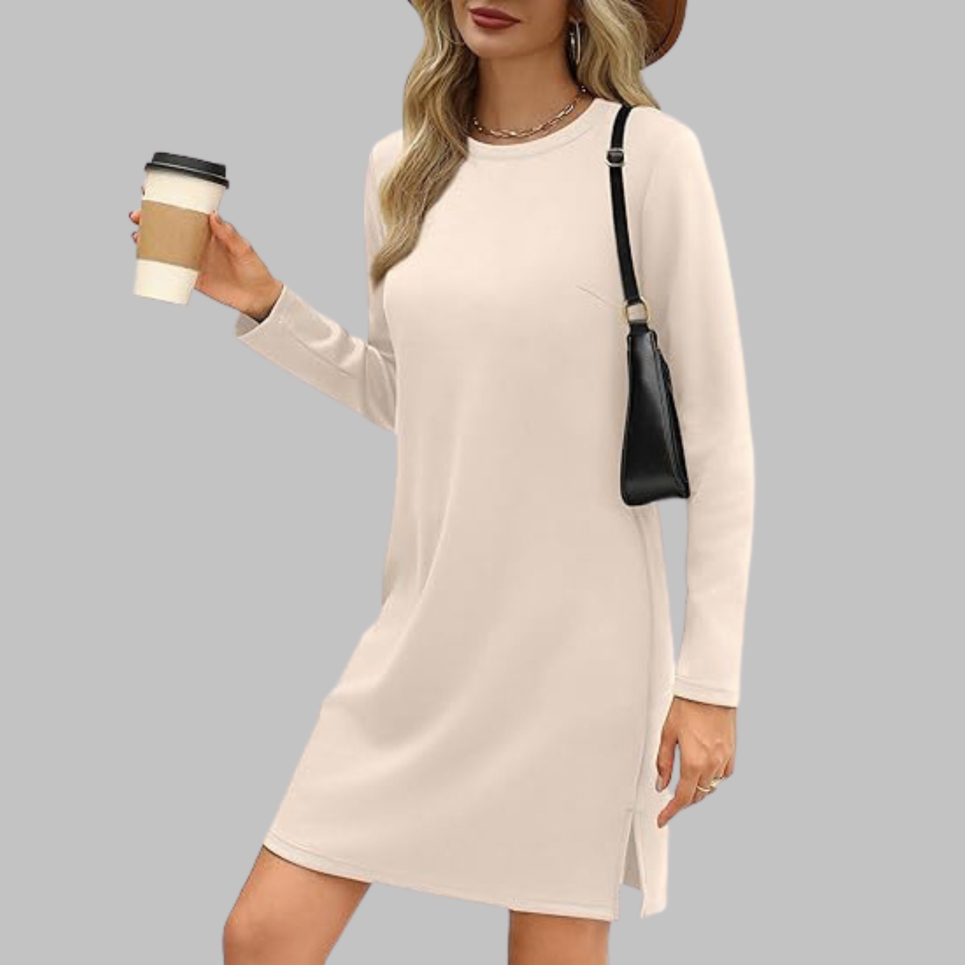 Talia™ – Lässiges Minikleid mit langen Ärmeln und Rundhalsausschnitt